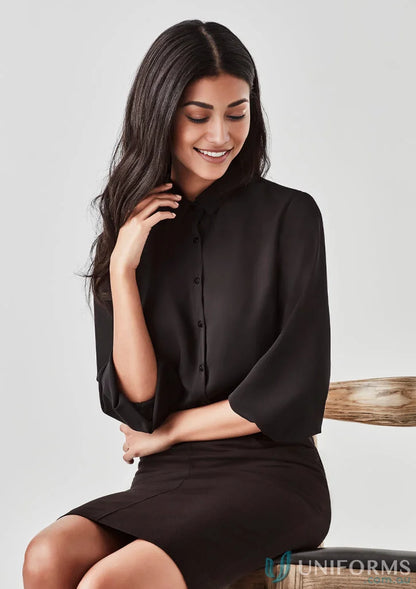 Woman in black blouse ladies from Biz Collection Lucy rb965lt 3Qrt Sleeve Blouse