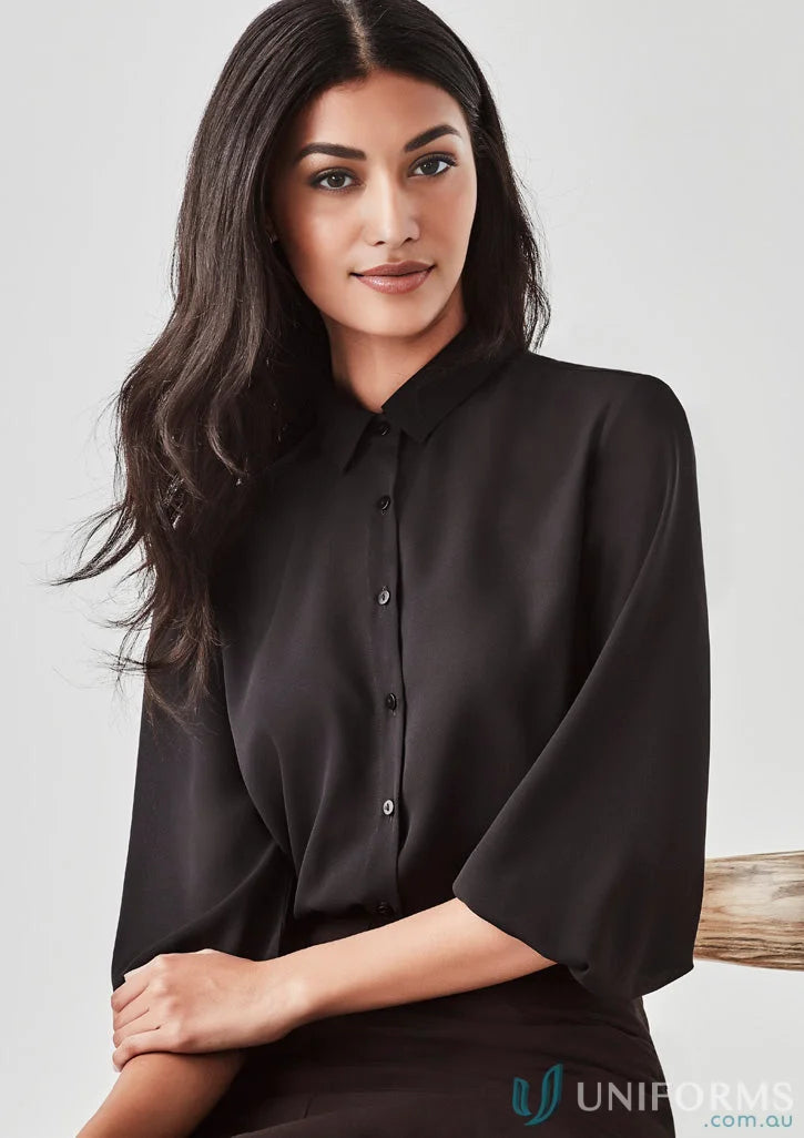 Black button-down blouse ladies from Biz Collection Lucy RB965LT
