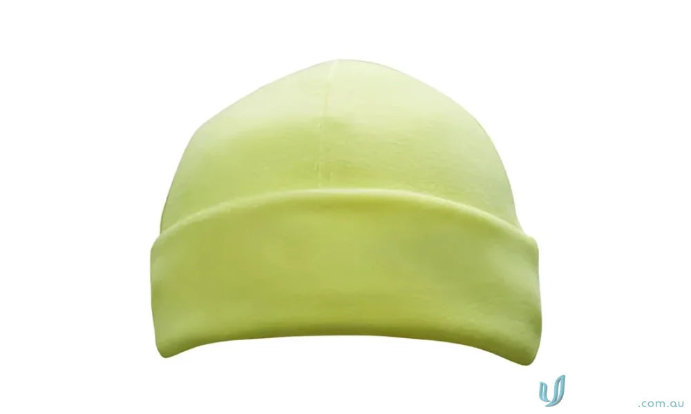 Lime green Luminescent Safety Beanie for workwear, ideal for FAQ link on uniforms
