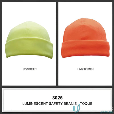 Two hi-viz safety beanies from Luminescent Safety Beanie, perfect for workwear uniforms
