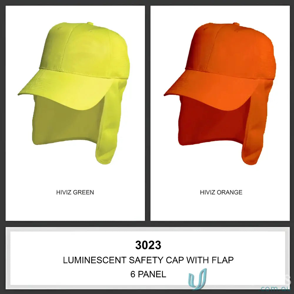Luminescent Safety Cap with Flap showing hi-viz safety caps for workwear FAQs link