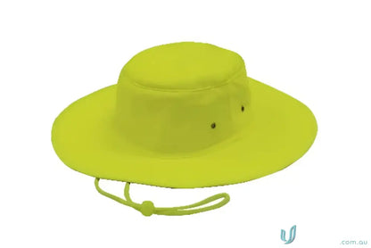 Bright yellow Luminescent Safety Hat with chin strap, perfect for workwear uniforms