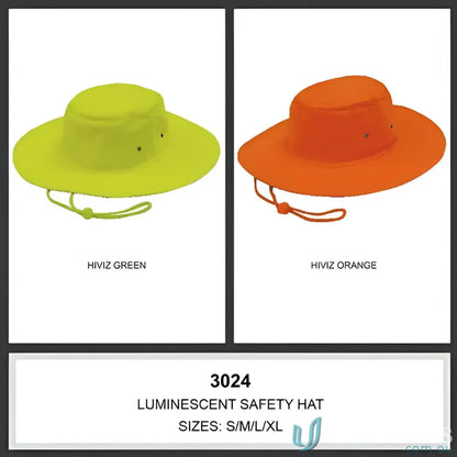 Luminescent Safety Hat for workwear and uniforms with faq link for safety tips