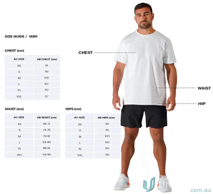 Men’s clothing size guide for Luxe Oversized Tee with an oversized fit look