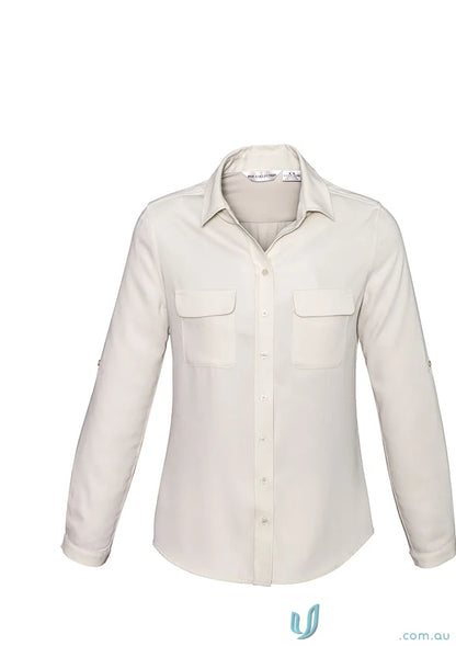 Beige Madison Long Sleeve S626LL Biz Collection Madison button-down blouse