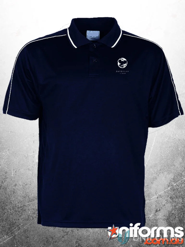 Navy polo shirt with white trim from MAINTENANCE EMB-W workwear uniform collection
