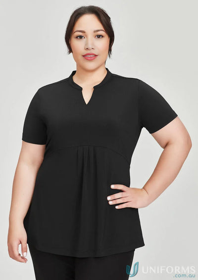 Black black short-sleeved Mali Stretch Tunic T-Top jersey t-top featuring comfy stretch fit