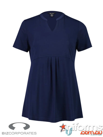 Navy blue Mali Stretch Tunic T-Top, a comfy jersey t-top featuring stretch fabric