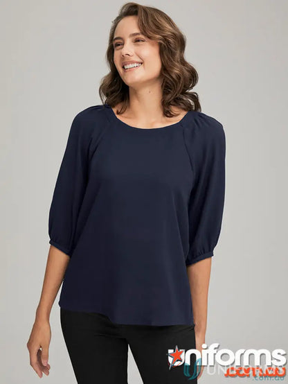 Navy blue Marilyn 3qrt top from City Collection Marilyn with recycled polyester luxury