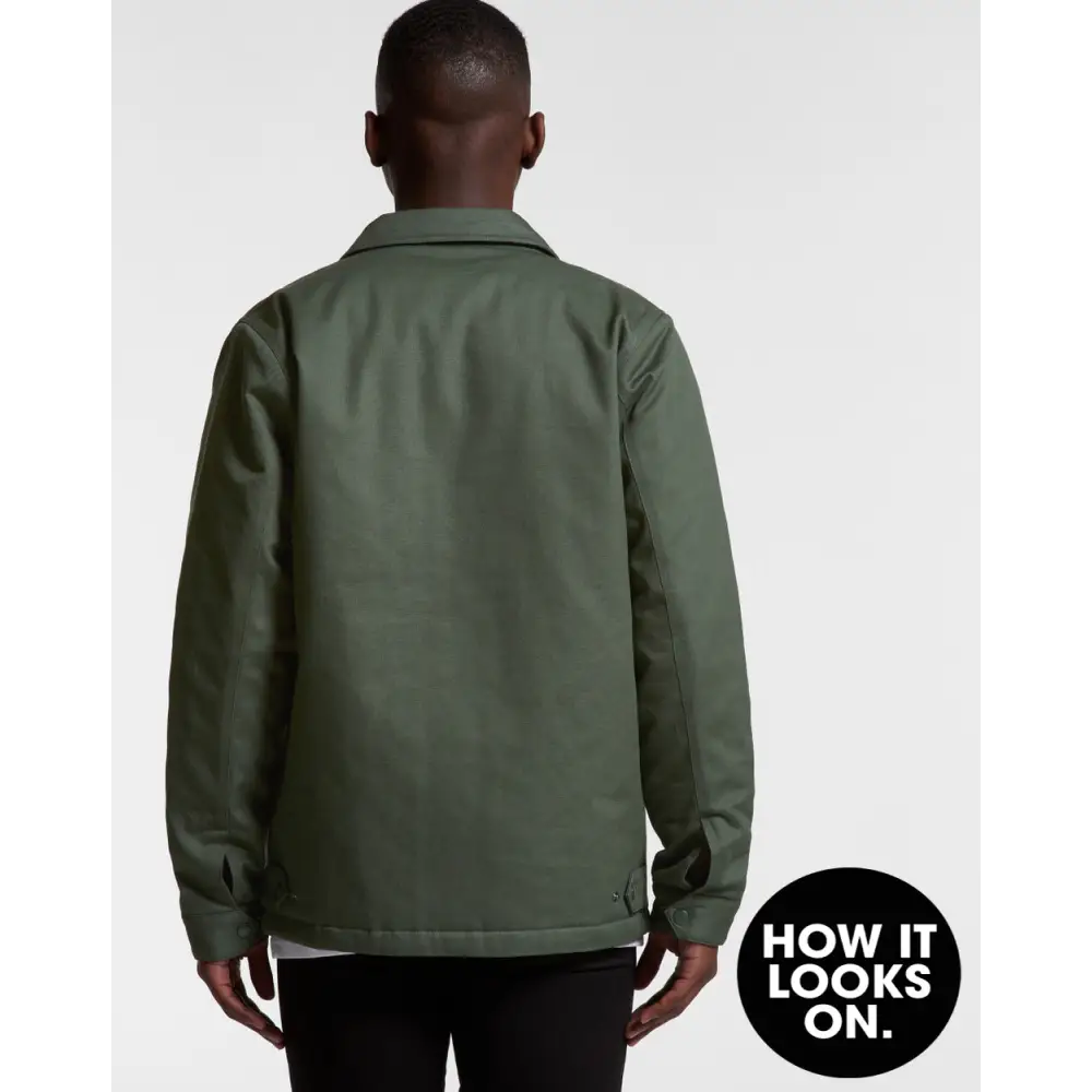 Mark Padded Jacket in olive green with classic smooth design