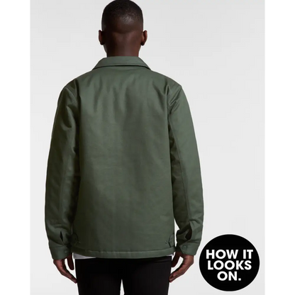 Mark Padded Jacket in olive green with classic smooth design