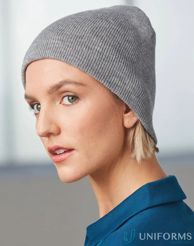 Gray knitted beanie from Marl Slouch Beanie line, perfect blend for casual style