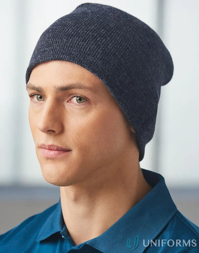 Navy knit beanie from ch22 marl slouch collection, perfect blend for casual style