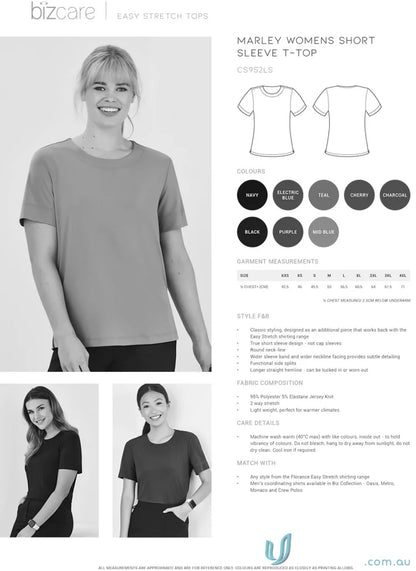 Women’s Marley short T-top in short sleeve jersey cs952ls from Bizcare