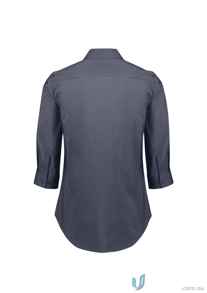 Gray Mason Ladies 3Q Shirt with longer length for added coverage, perfect for uniforms