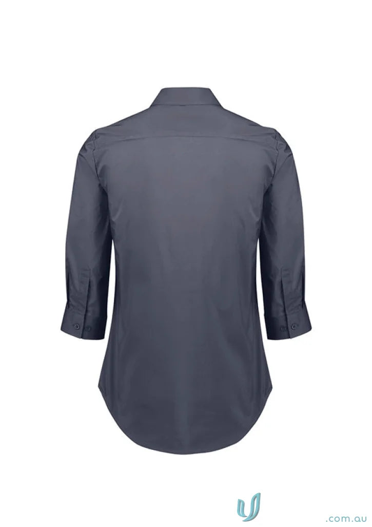Gray Mason Ladies 3Q Shirt with longer length for added coverage, perfect for uniforms