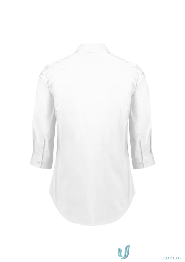 White Mason Ladies 3Q Shirt with longer length for added coverage and uniforms