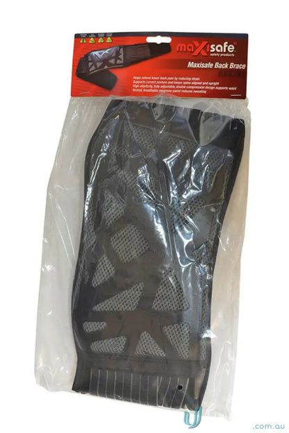 Maxisafe back brace in packaging for Maxibrace Back Support, ideal for supports and workwear