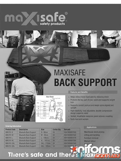 Maxibrace Back Support supports your back with comfortable workwear and uniforms