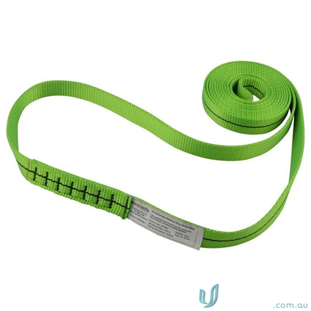 Green nylon Maxisafe 25mm webbing sling for safe lifting and rigging tasks