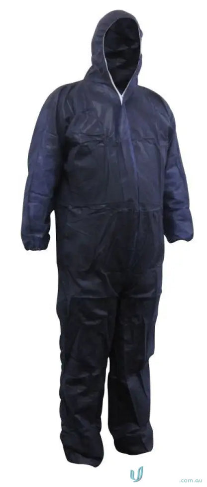 Dark blue hooded coverall from Maxisafe Blue Polypropylene Coverall for workwear and uniforms
