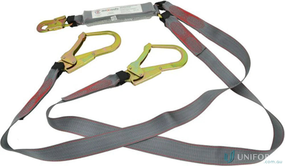 Maxisafe Double Lanyard with Snaphook & Scaffold Hook safety harness for gate double action