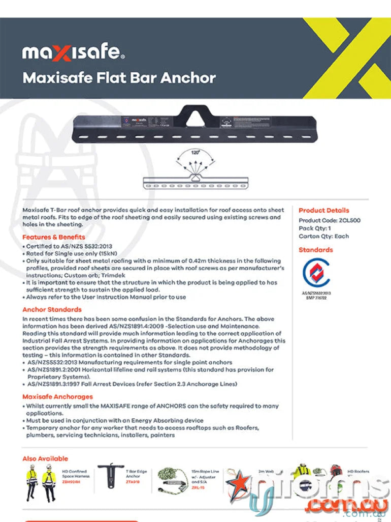 Maxisafe Flat Bar Anchor with custom Orb for secure flat bar support