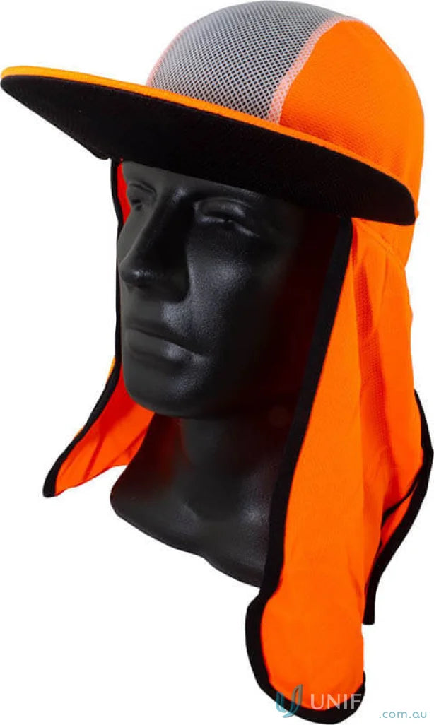 Maxisafe Orange Cap with Neck Flap for sun protection, perfect for workwear and uniforms