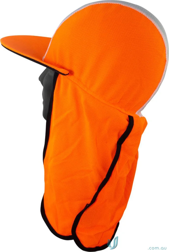 Maxisafe Orange Cap with Neck Flap for extra protection and workwear uniforms