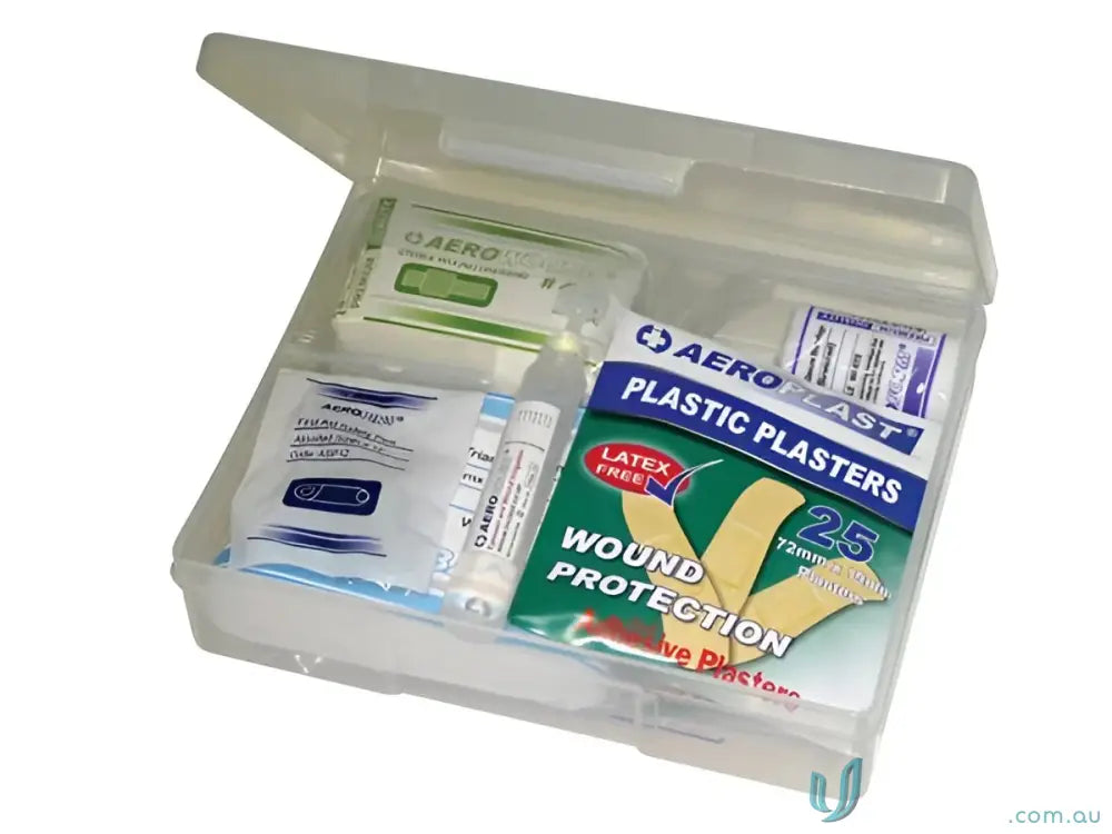 Open Maxisafe Personal First Aid Kit with assorted sizes for uniforms and quick aid