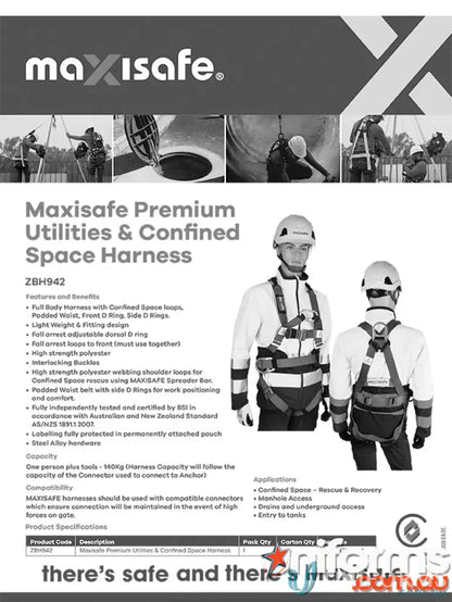 Maxisafe Premium Utilities & Confined Space Harness for rescue with pouch heavy duty steel