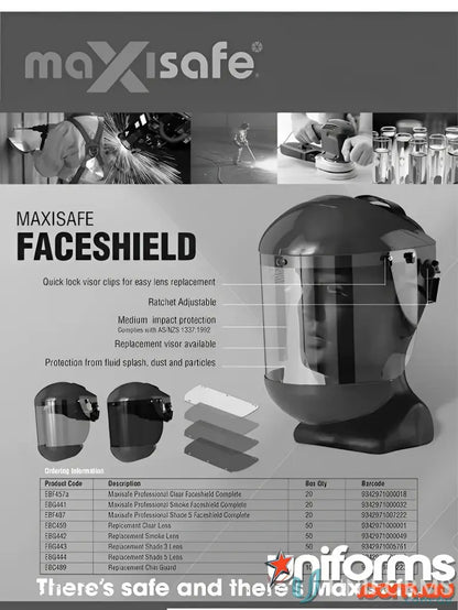 Maxisafe Professional Shade 5 faceshield for workwear and replacement shade options