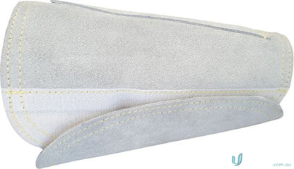 Gray suede welding sleeve from Maxisafe Reinforced Wrist Guard workwear for wrist safety