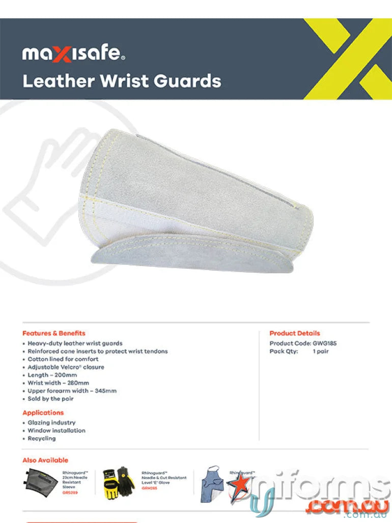 Maxisafe Reinforced Wrist Guard pair for workwear and wrist protection
