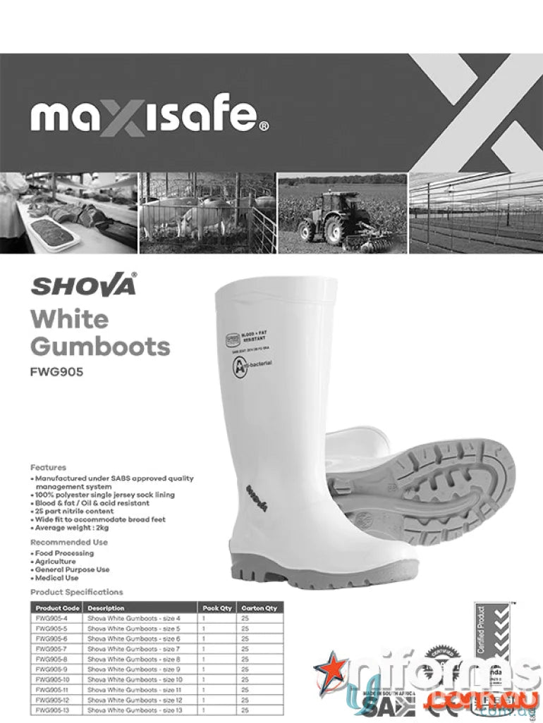 White Maxisafe Shova non-safety gumboots perfect for workwear and uniforms
