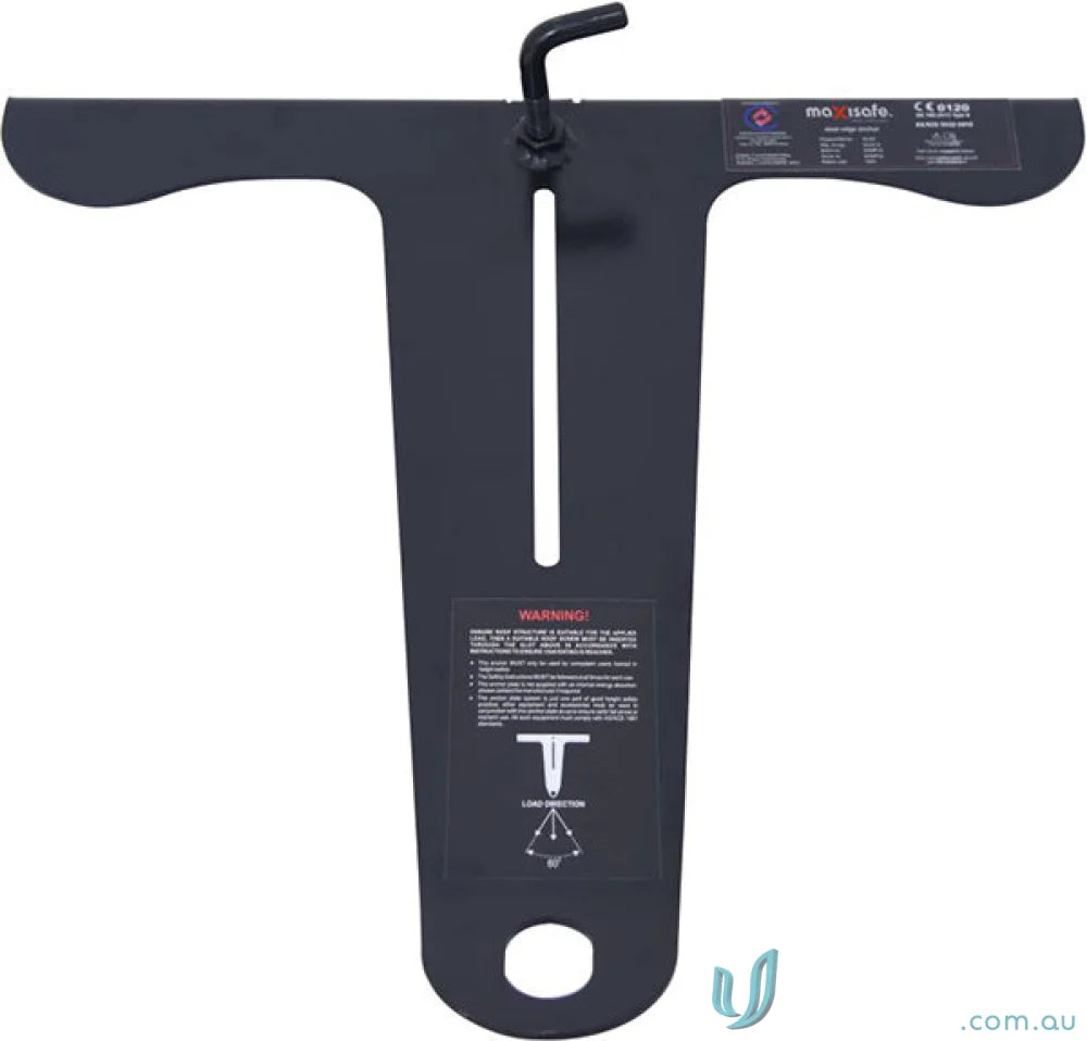 Black metal T-shaped lifting device from Maxisafe Steel T Bar Edge Anchor for steel applications