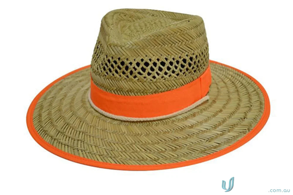 Maxisafe Straw Sun Hat with Orange Trim for sunny days and stylish sun protection