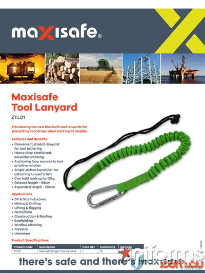 Maxisafe Tool Lanyard with stretch-forward design and heavy-duty webbing for workwear
