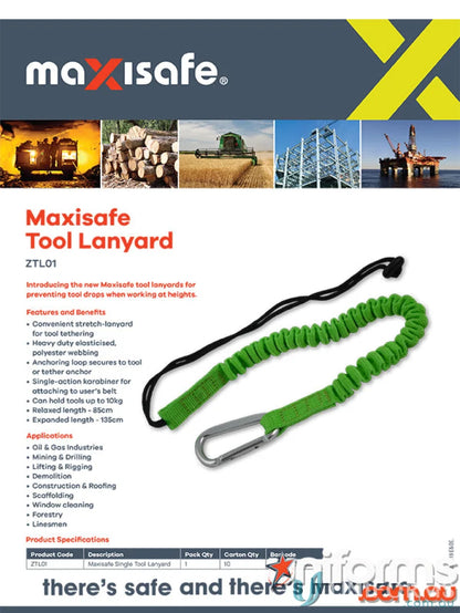Maxisafe Tool Lanyard with stretch-forward design and heavy-duty webbing for workwear