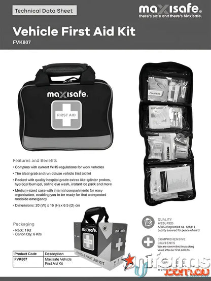 Maxisafe Vehicle First Aid Kit for workwear and aid kit emergencies in uniforms