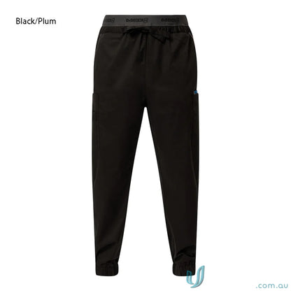 Black medi8 unisex stretch jogger pants with concealed elastic hem for comfy fit