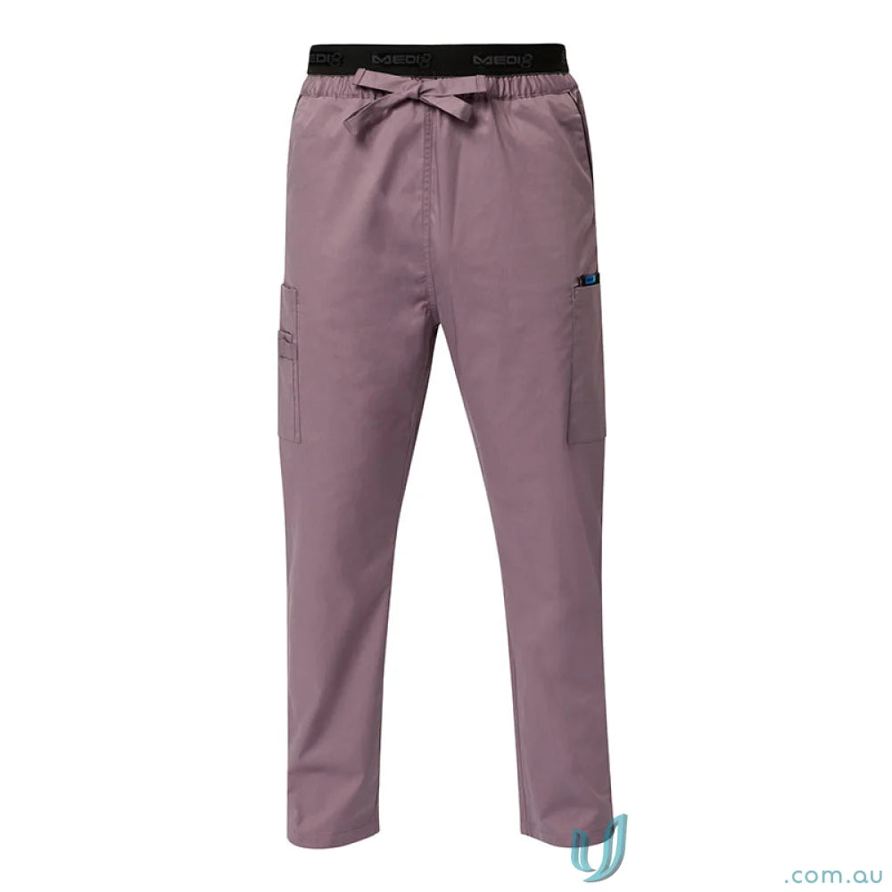 Medi8 Unisex Stretch Scrub Pants in mauve cargo for comfy, flexible workwear