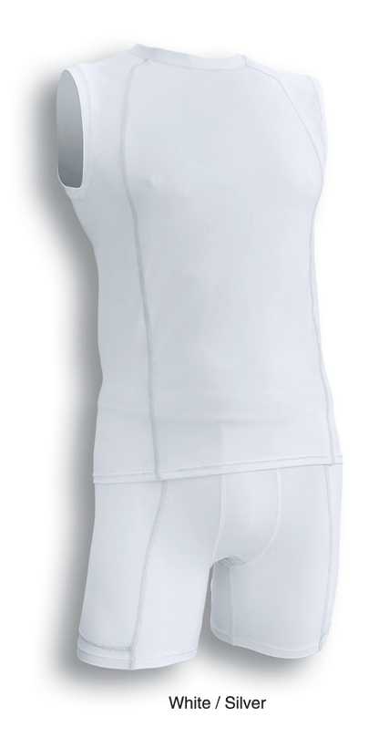 Mens Compression Cropped Shorts - White/Silver / A(S) - Activewear
