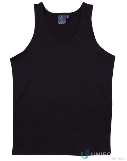 Black tank top from Mens Cotton Singlet made of premium cotton jersey for winning spirit mens
