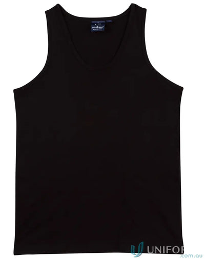 Black tank top from Winning Spirit Mens made of premium cotton singlet and cotton jersey