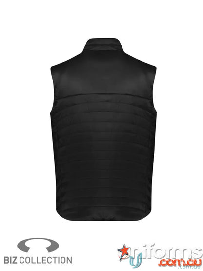 Black padded Mens Expedition Vest j213m with premium hi-loft polyfil for warmth