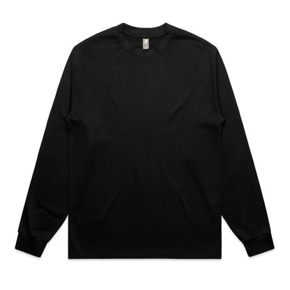 Black long sleeve tee for men with ribbed crew neck and cuffs