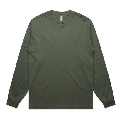 Olive green mens heavyweight long sleeve tee with crew neck