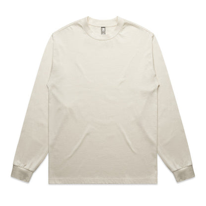 Cream-colored mens heavyweight long sleeve tee with ribbed cuffs