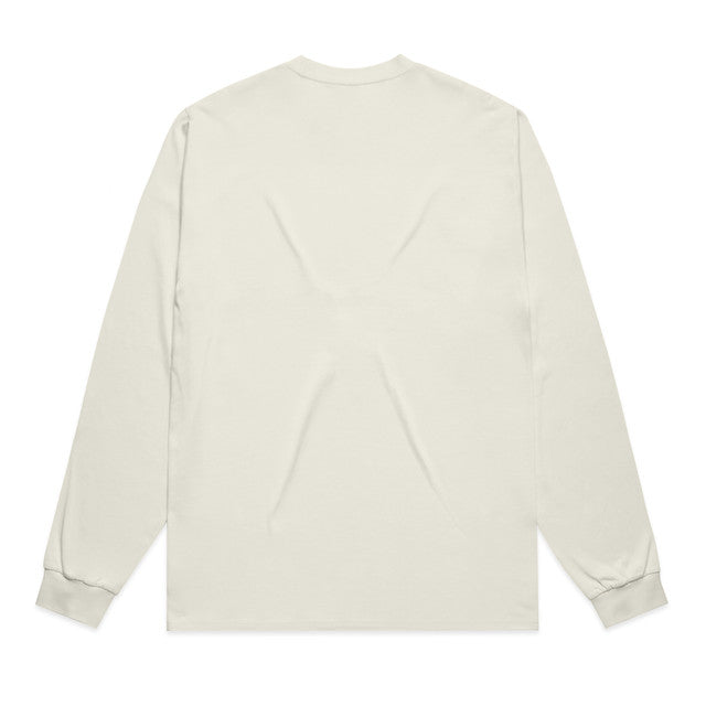 Cream-colored mens heavyweight long sleeve tee with minimalist design